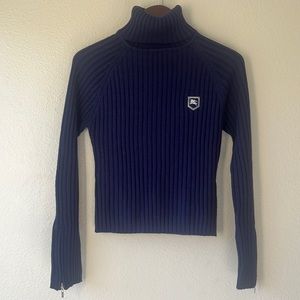 Burberry Navy Rib Knit Turtleneck sweater